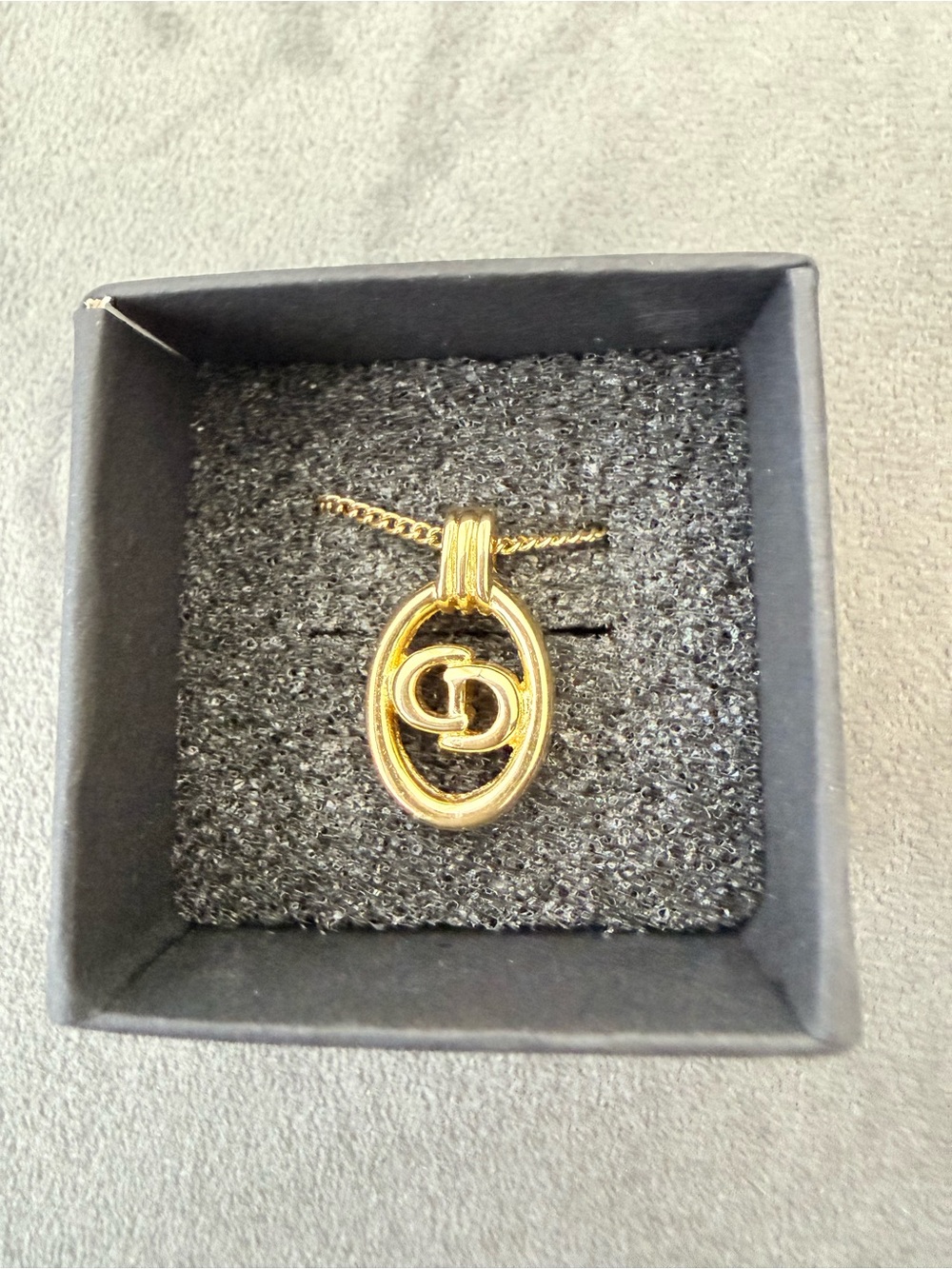 Vintage Dior Gold Double-Circle Oval Pendant Necklace